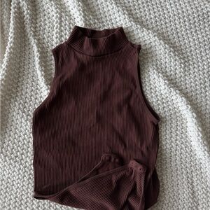 Brown ribbed bodysuit
